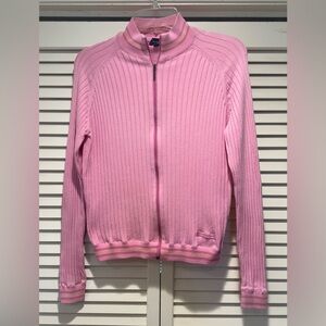 BURBERRY GOLF—S, Lightweight Zip-Front Sweater, Pink & Very Soft-Preppy Chic!